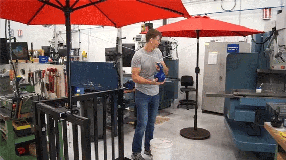 tests on the amount of force and a traditional umbrella stand can take