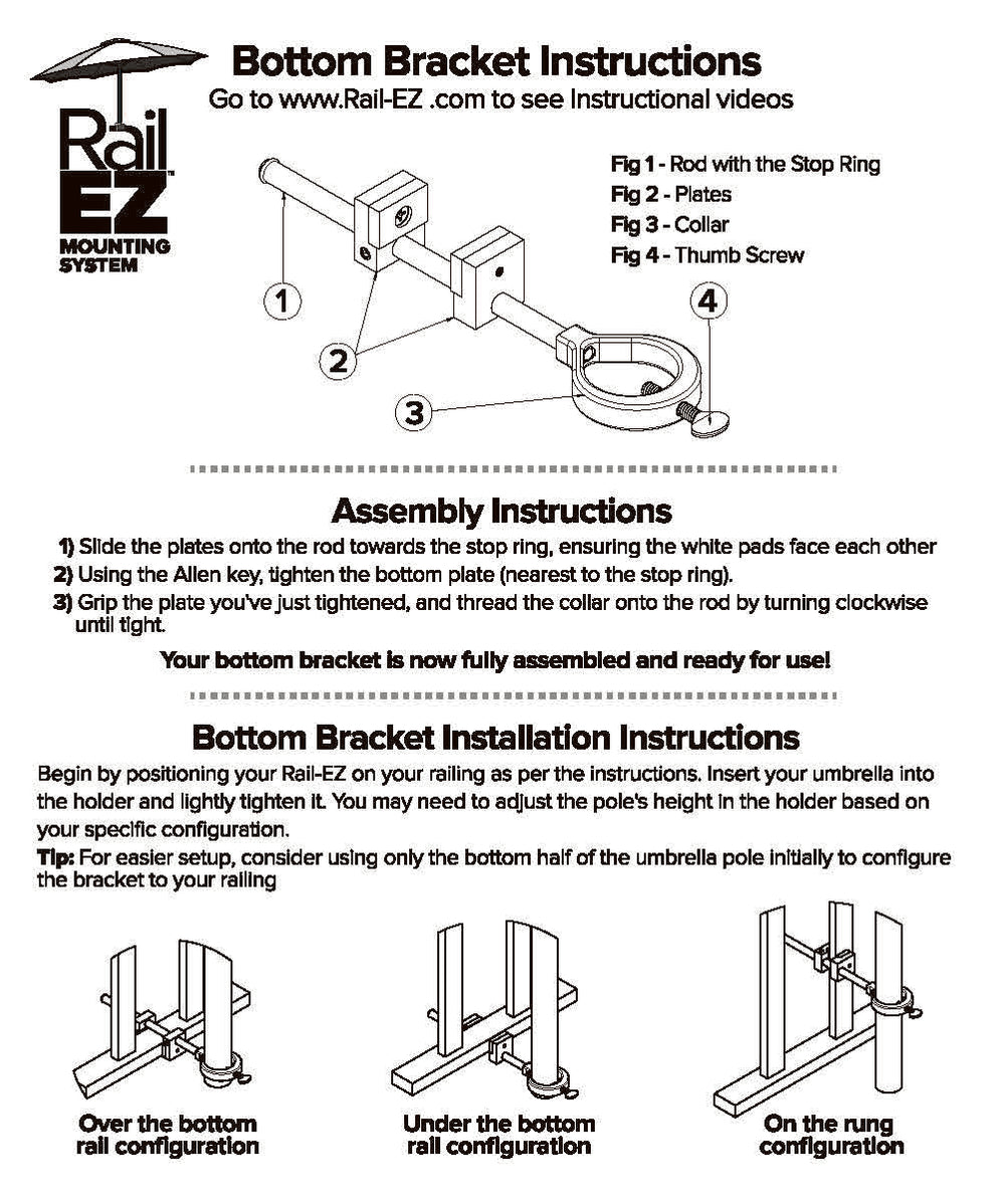 Bottom Railing Support Rail-EZ Bottom Bracket | Perfect for extra stability for poles. | Rail ...