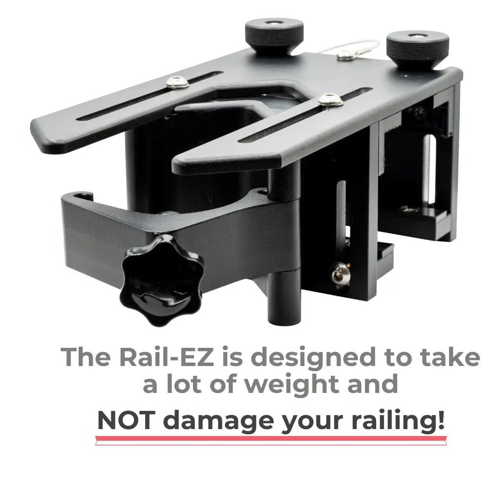 Rail-EZ Railing Mounting System- Front Loading~ for Patio Umbrellas and Shade Sails by Rail-EZ.ca