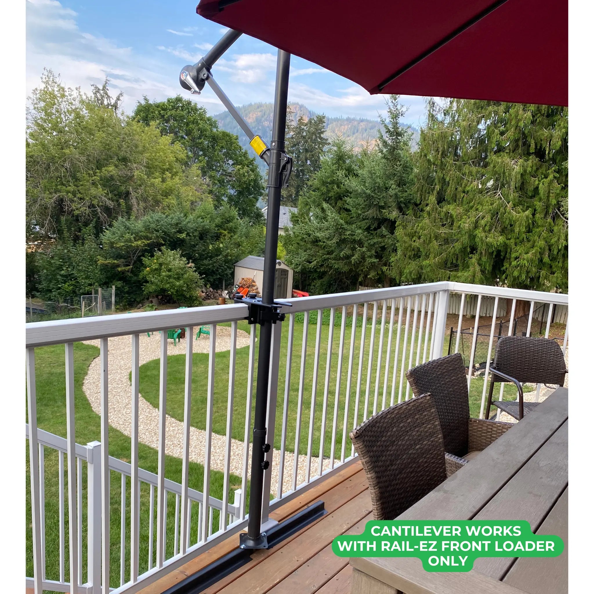 Balcony Railing Mounts Rail-EZ | No-Drill Railing Mount for Umbrellas & Shade Sails | Rail-EZ.ca